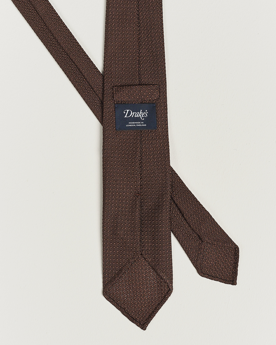 Uomini | Cravatte | Drake's | Drake'sLarge Knot Handrolled Grenadine Silk TieBrown