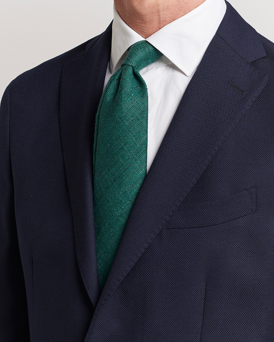 Uomini | Cravatte | Drake's | Drake'sSilk Tussah Handrolled TieGreen