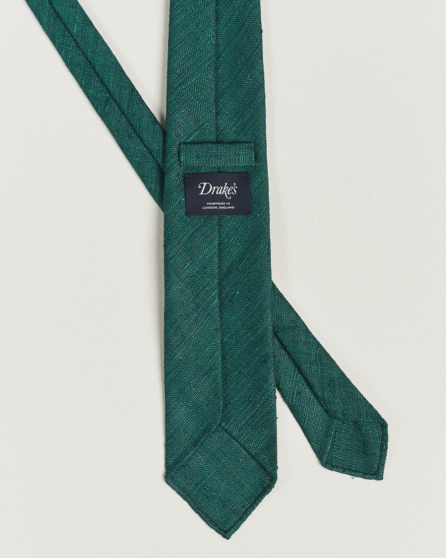 Uomini | Cravatte | Drake's | Drake'sSilk Tussah Handrolled TieGreen