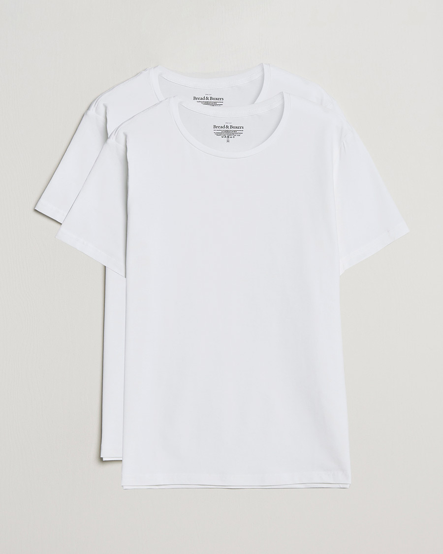 Uomini | T-shirt | Bread & Boxers | 2-Pack Crew Neck Tee White