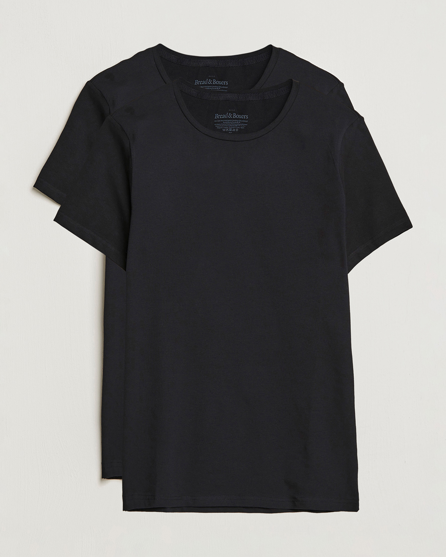 Uomini | T-shirt | Bread & Boxers | 2-Pack Crew Neck Tee Black