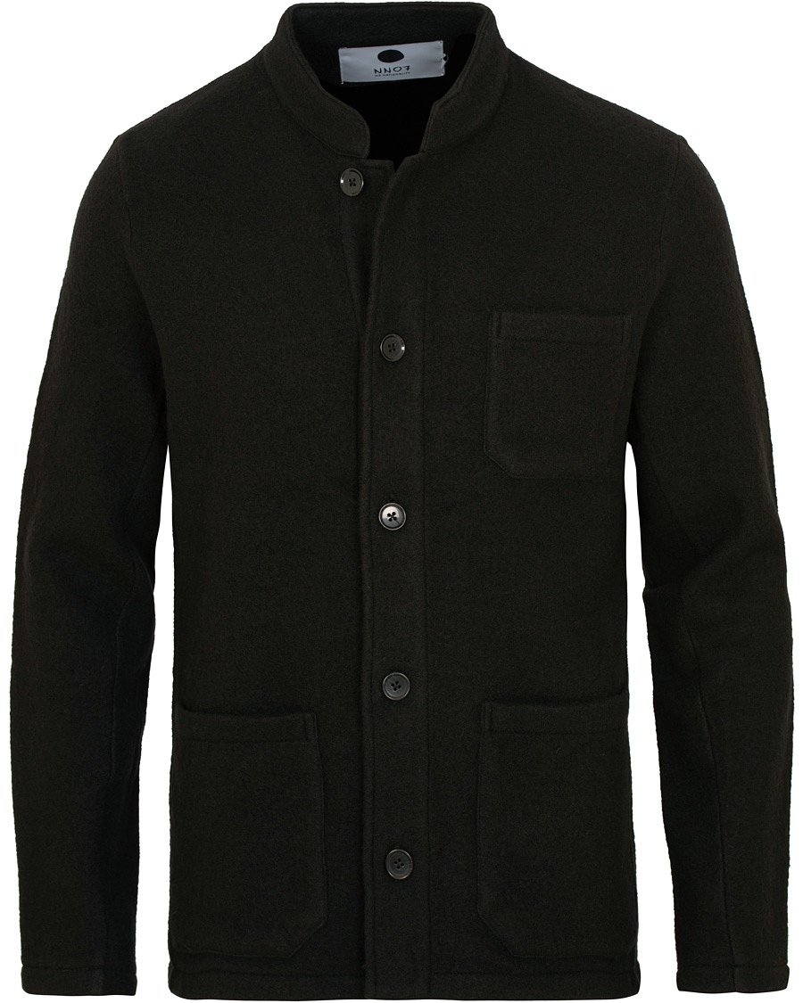 Uomini | Giacche | NN07 | Oswald Wool Stand Up Collar Overshirt Black