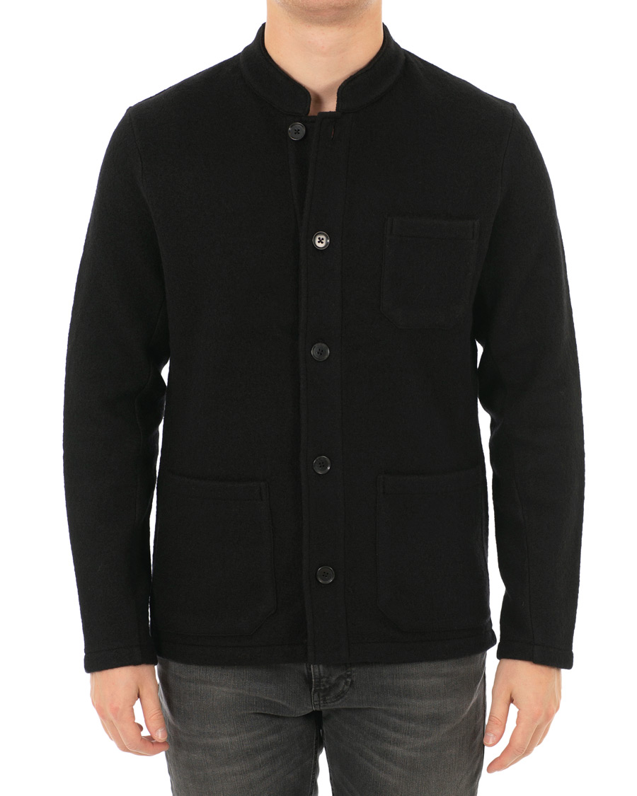 Uomini | Giacche | NN07 | Oswald Wool Stand Up Collar Overshirt Black