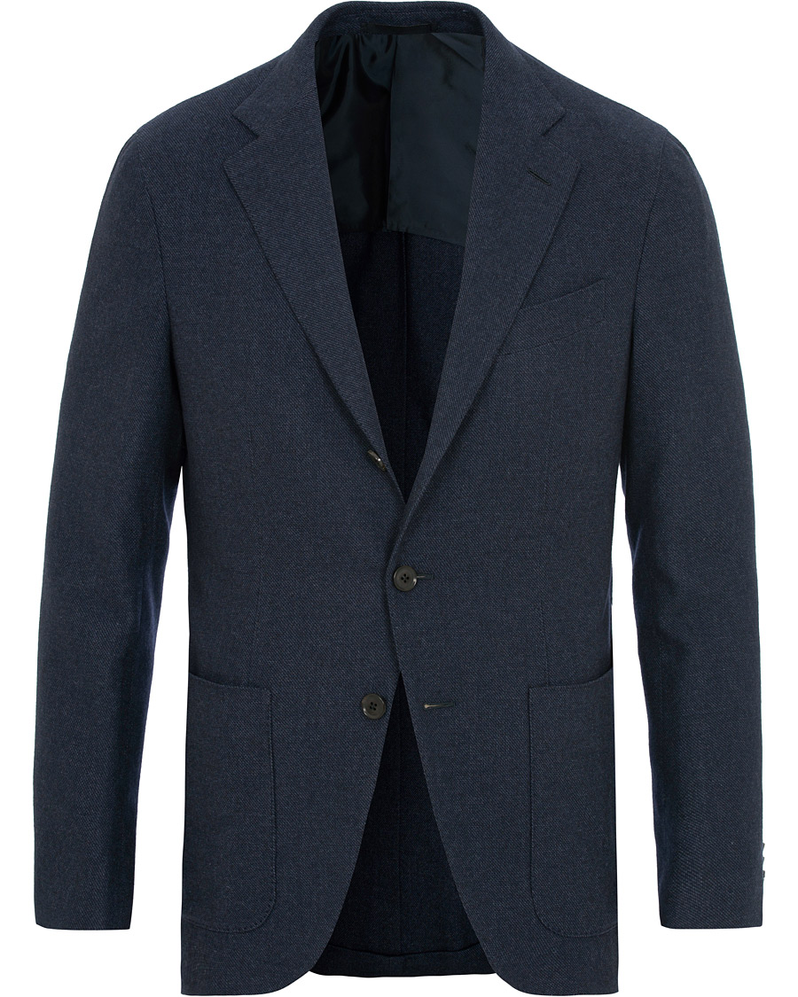 Uomini | Blazers | Caruso | Aida Microstructure Melange Wool Blazer Dark Blue