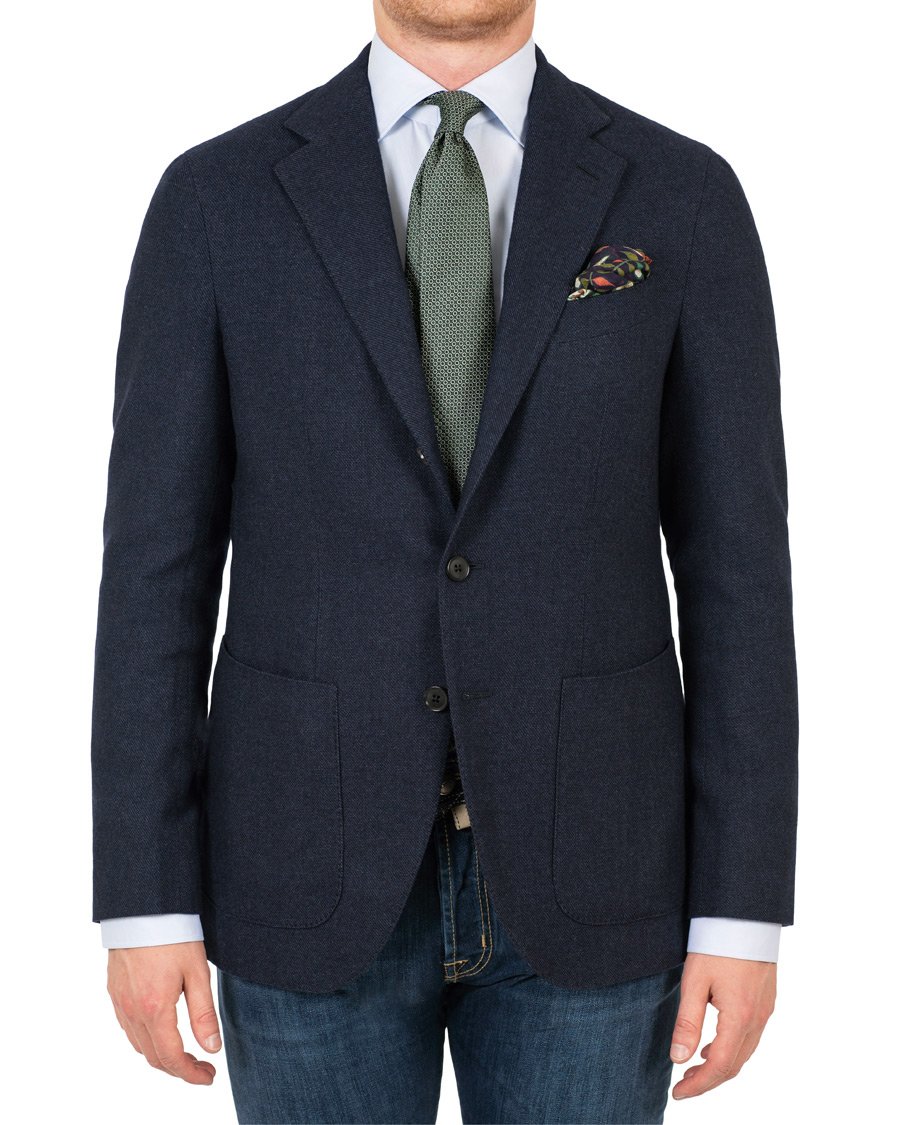 Uomini | Blazers | Caruso | Aida Microstructure Melange Wool Blazer Dark Blue