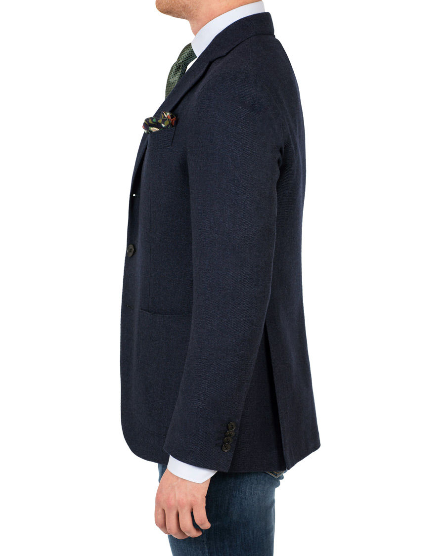 Uomini | Blazers | Caruso | Aida Microstructure Melange Wool Blazer Dark Blue
