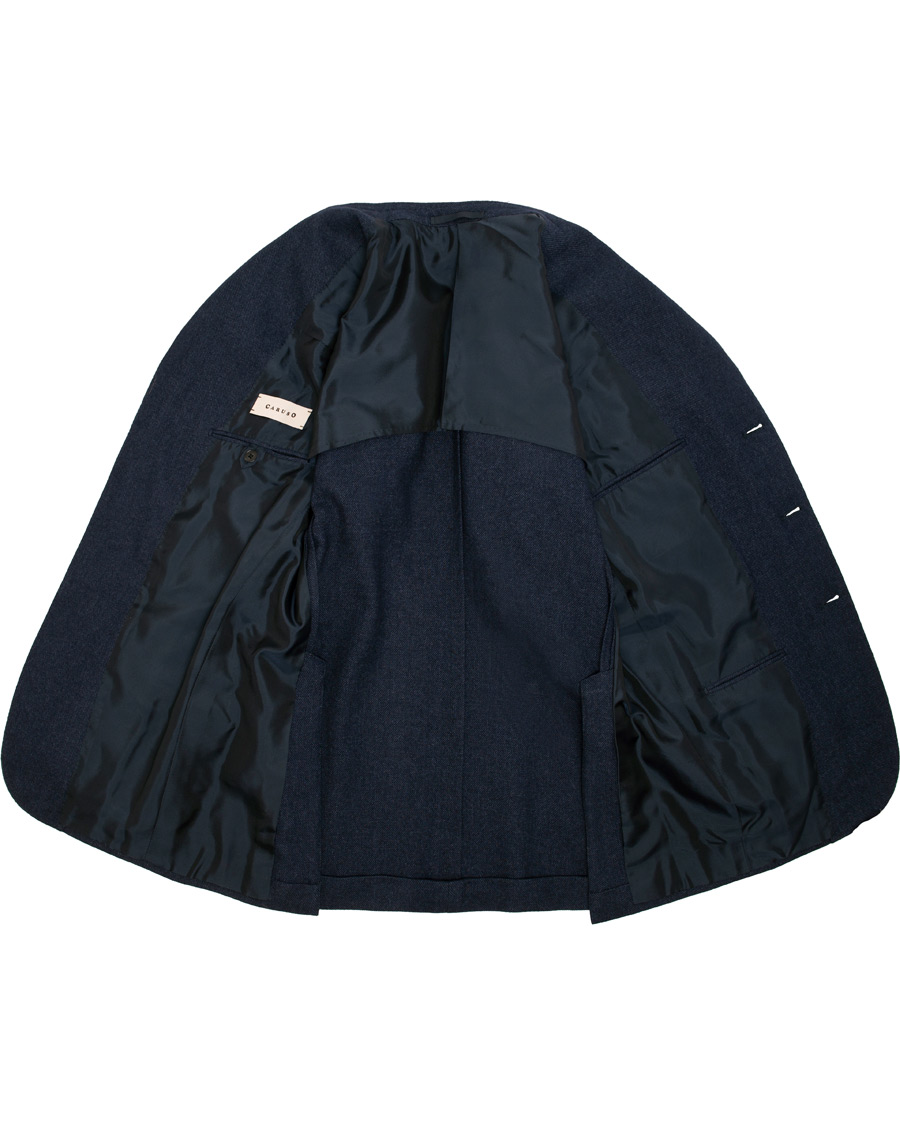 Uomini | Blazers | Caruso | Aida Microstructure Melange Wool Blazer Dark Blue