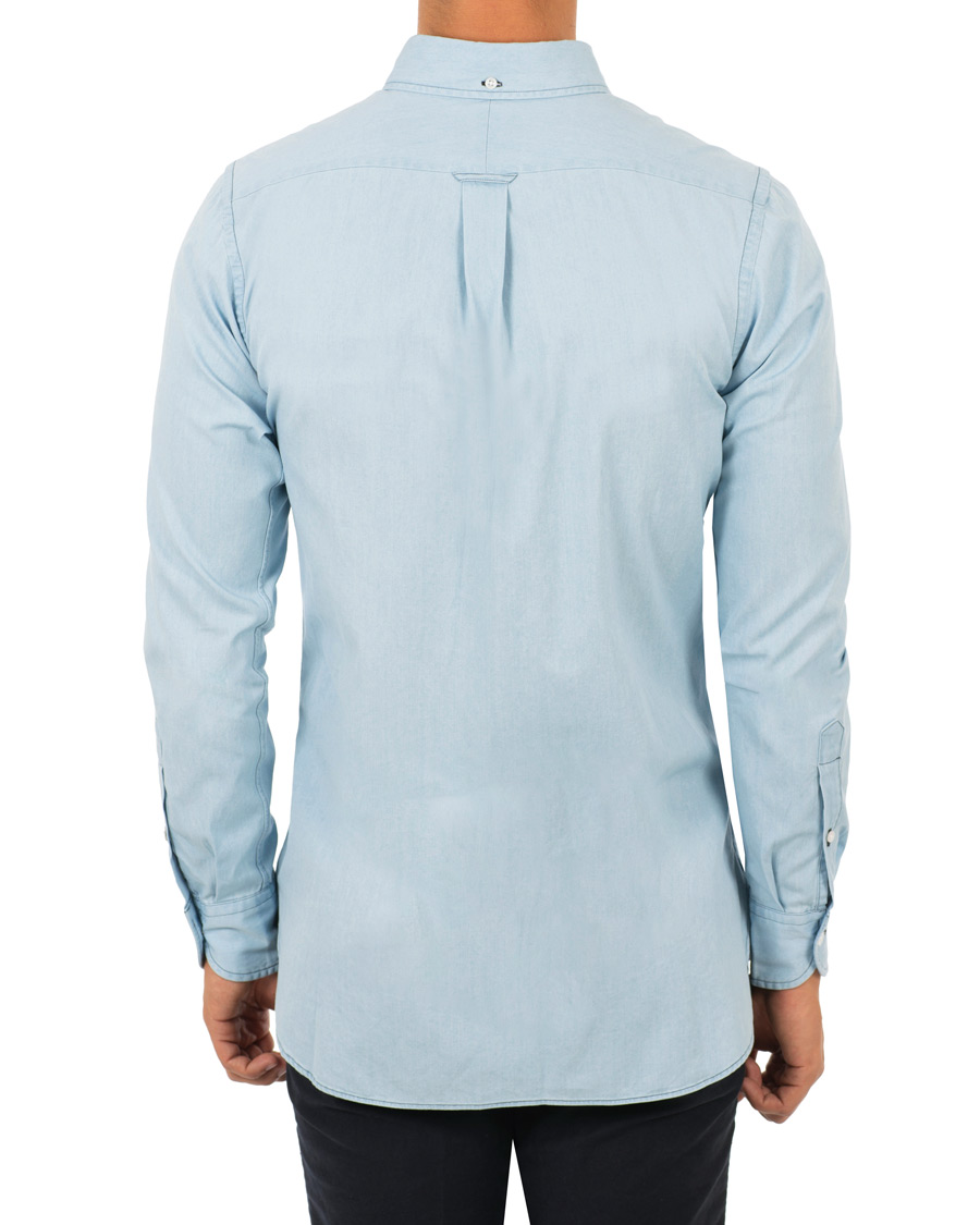 Uomini | Camicie | Drake's | Slim Fit Denim Pocket Shirt Light Washed