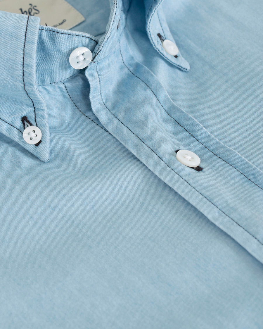 Uomini | Camicie | Drake's | Slim Fit Denim Pocket Shirt Light Washed