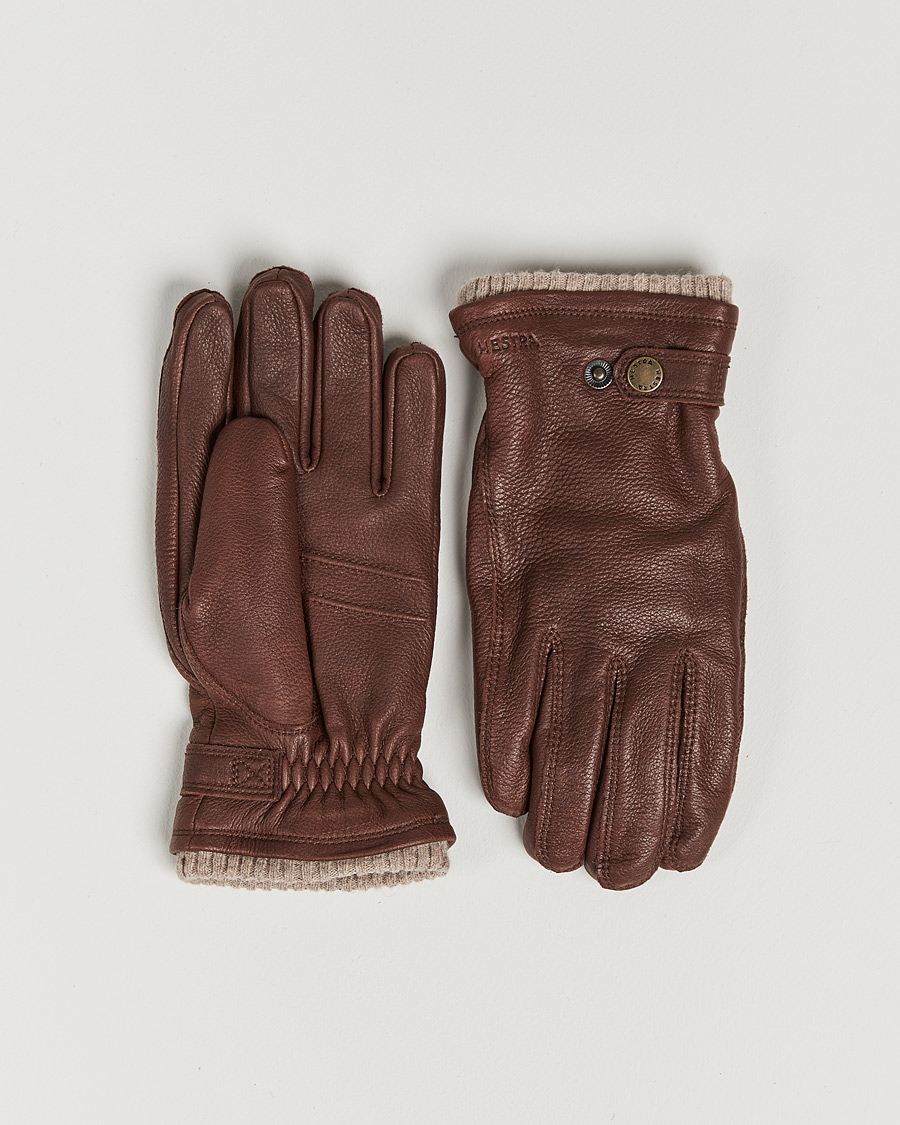 Uomini | Guanti | Hestra | Utsjö Fleece Lined Buckle Elkskin Glove Chestnut