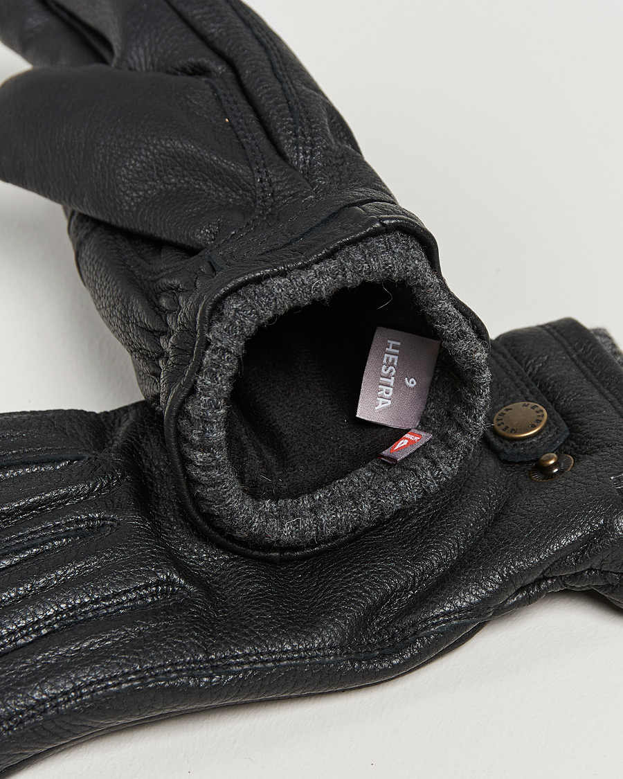 Uomini | Guanti | Hestra | Utsjö Fleece Lined Buckle Elkskin Glove Black