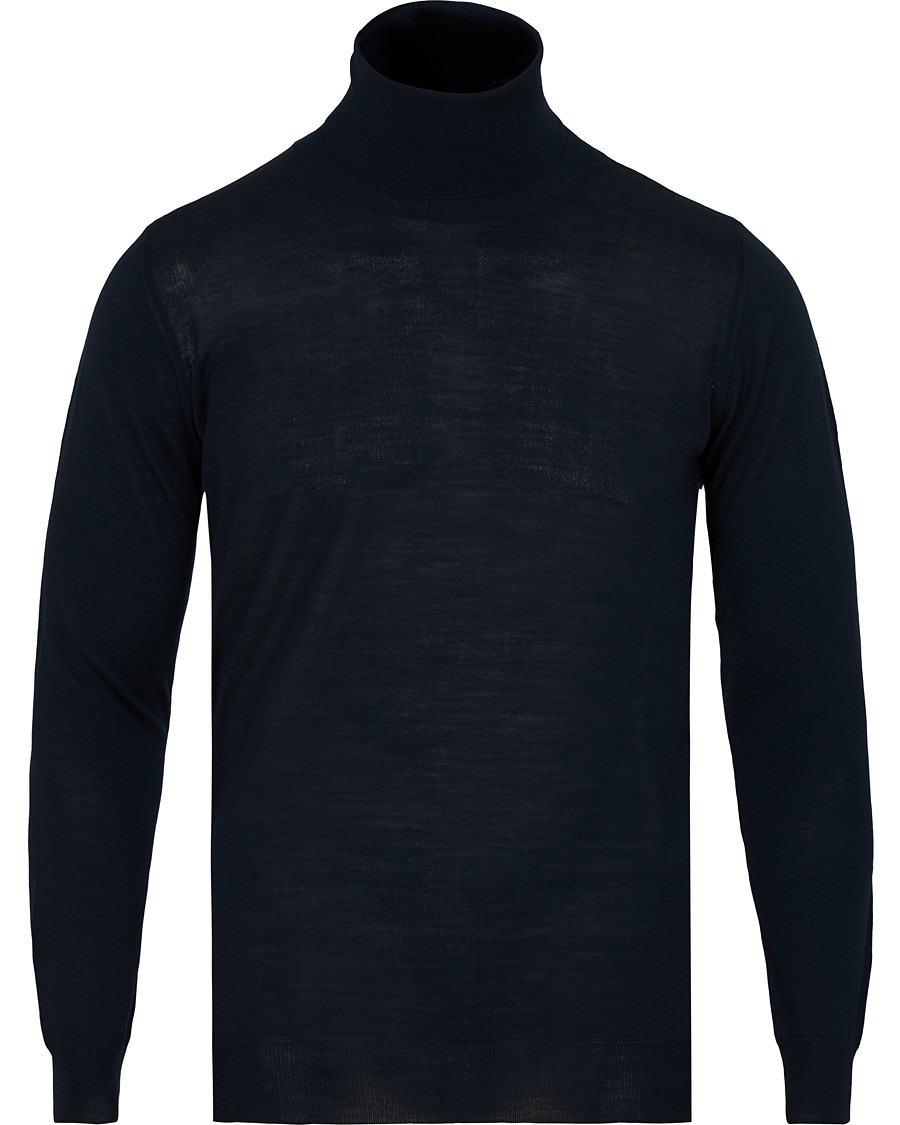 Uomini | Maglieria | Oscar Jacobson | Cole Extra Fine Merino Rollneck Navy