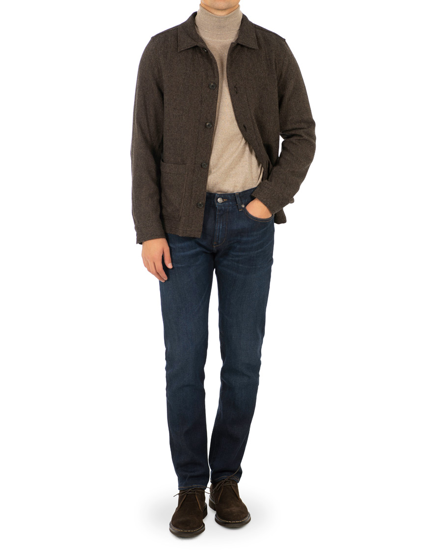 Uomini | Giacche | Oscar Jacobson | Hannes Herringbone Shirt Jacket Brown