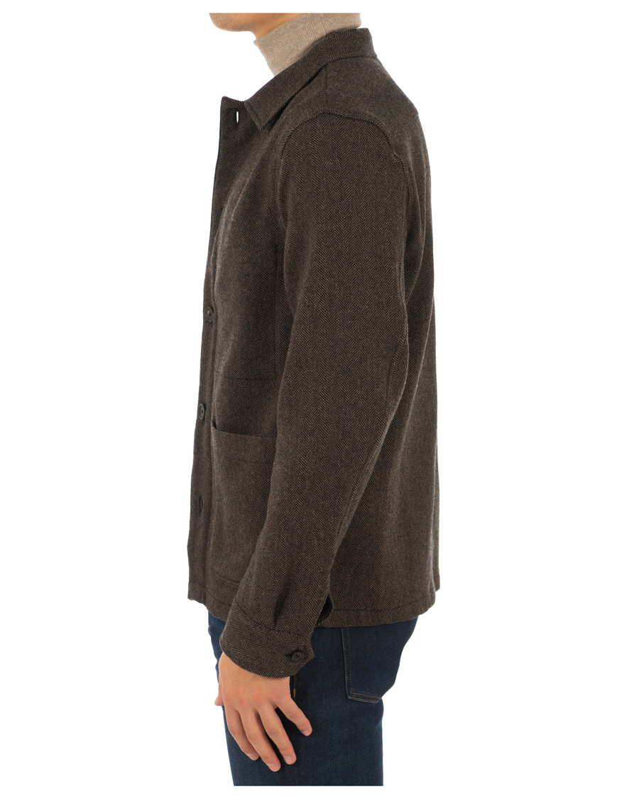 Uomini | Giacche | Oscar Jacobson | Hannes Herringbone Shirt Jacket Brown