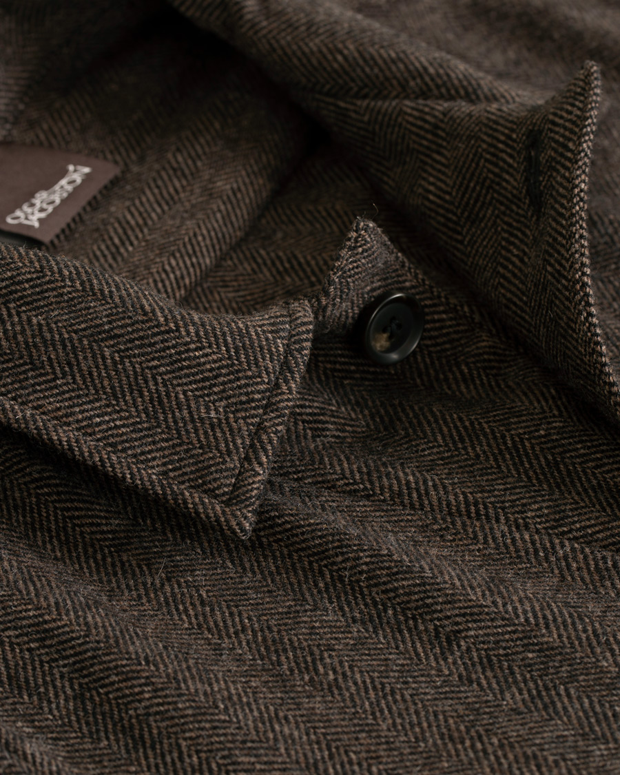Uomini | Giacche | Oscar Jacobson | Hannes Herringbone Shirt Jacket Brown