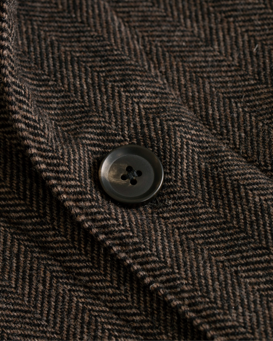 Uomini | Giacche | Oscar Jacobson | Hannes Herringbone Shirt Jacket Brown
