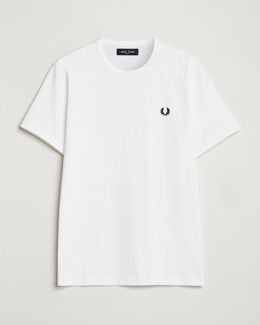 Uomini | T-shirt | Fred Perry | Ringer Crew Neck Tee White