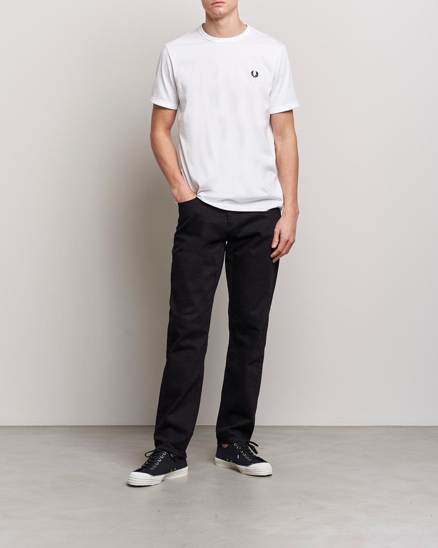 Uomini | T-shirt | Fred Perry | Ringer Crew Neck Tee White