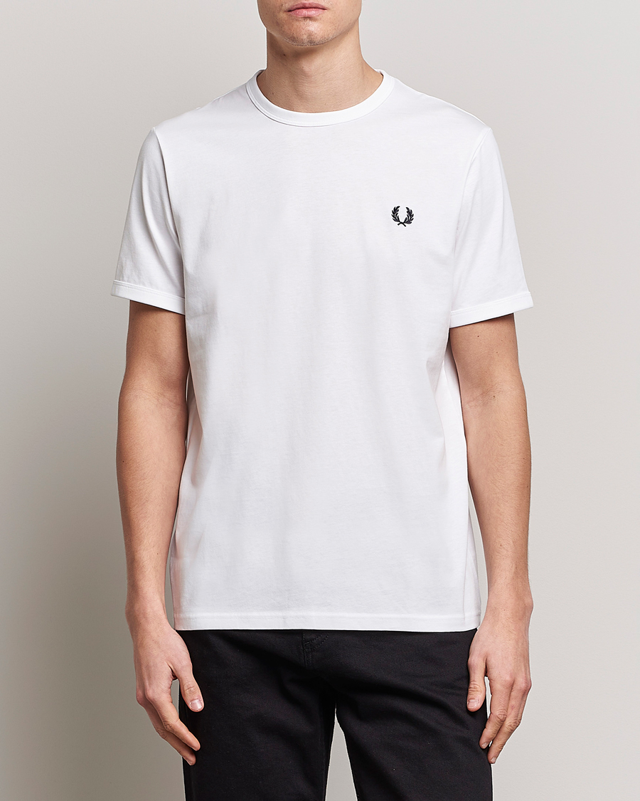 Uomini | T-shirt | Fred Perry | Ringer Crew Neck Tee White