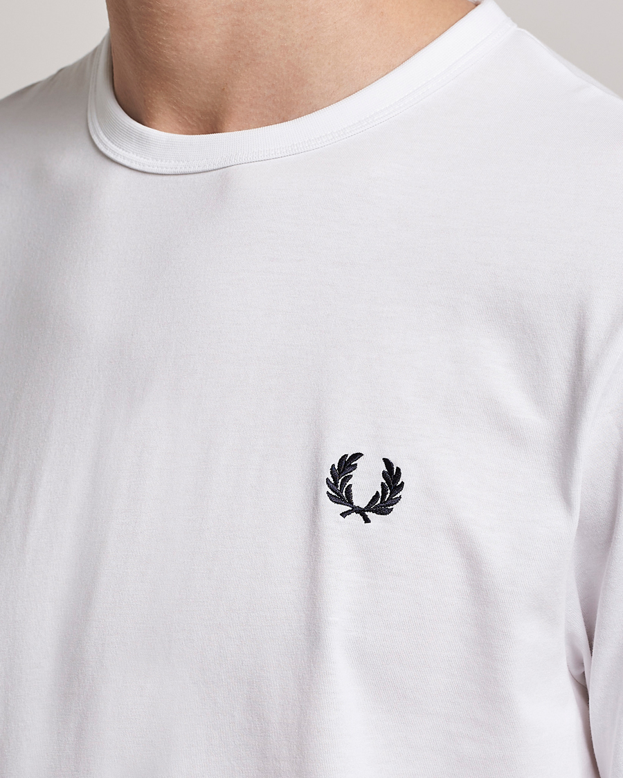 Uomini | T-shirt | Fred Perry | Ringer Crew Neck Tee White