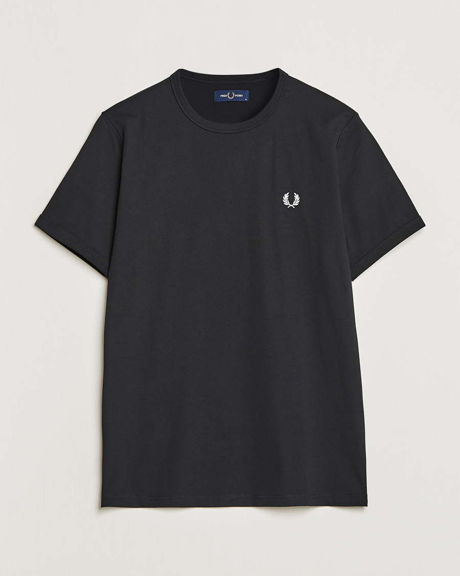 Uomini | T-shirt | Fred Perry | Ringer Crew Neck Tee Black