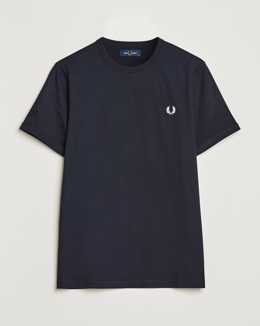 Uomini | T-shirt | Fred Perry | Ringer Crew Neck Tee Navy
