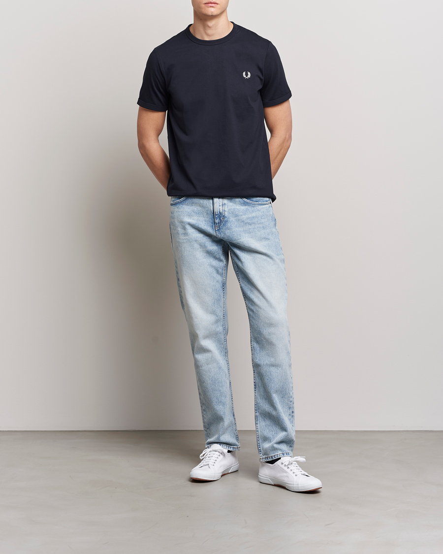 Uomini | T-shirt | Fred Perry | Ringer Crew Neck Tee Navy