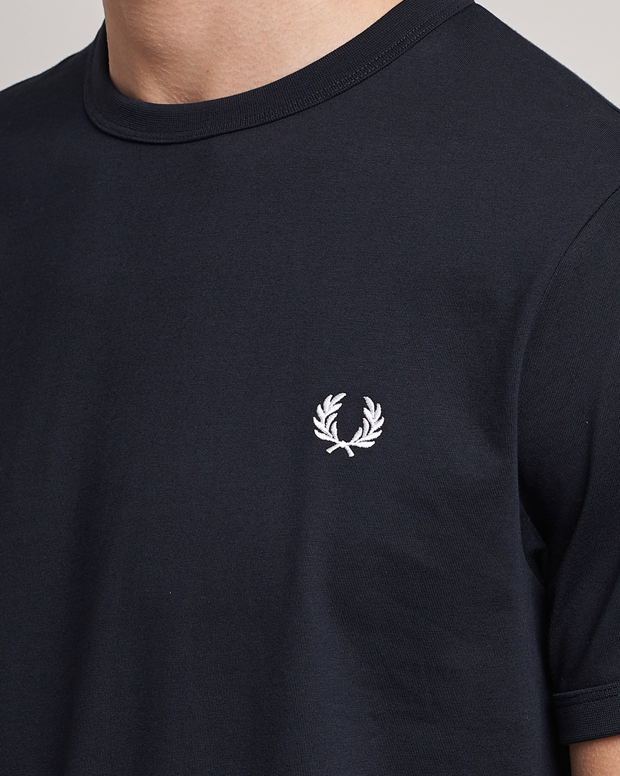 Uomini | T-shirt | Fred Perry | Ringer Crew Neck Tee Navy