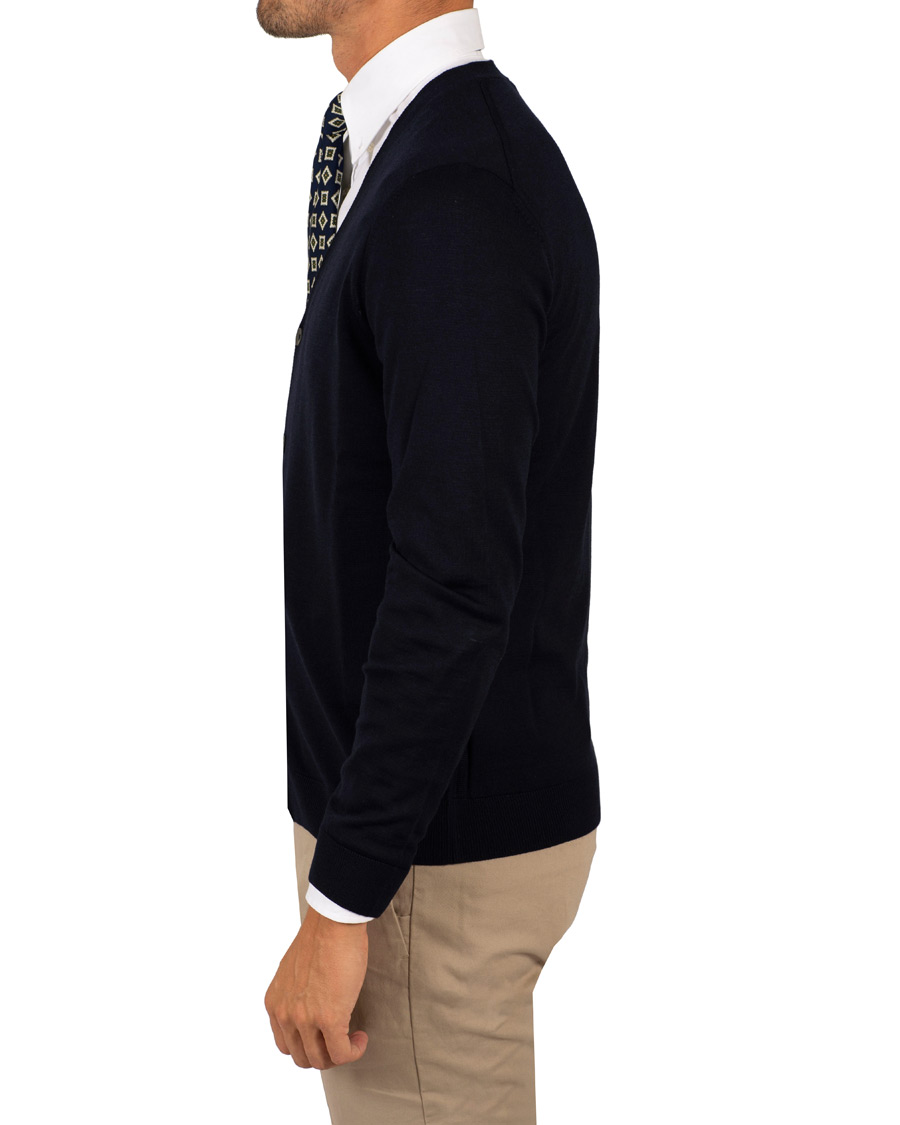 Uomini | Maglieria | BOSS BLACK | BOSS Mardon Extra Fine Merino Cardigan Dark Navy