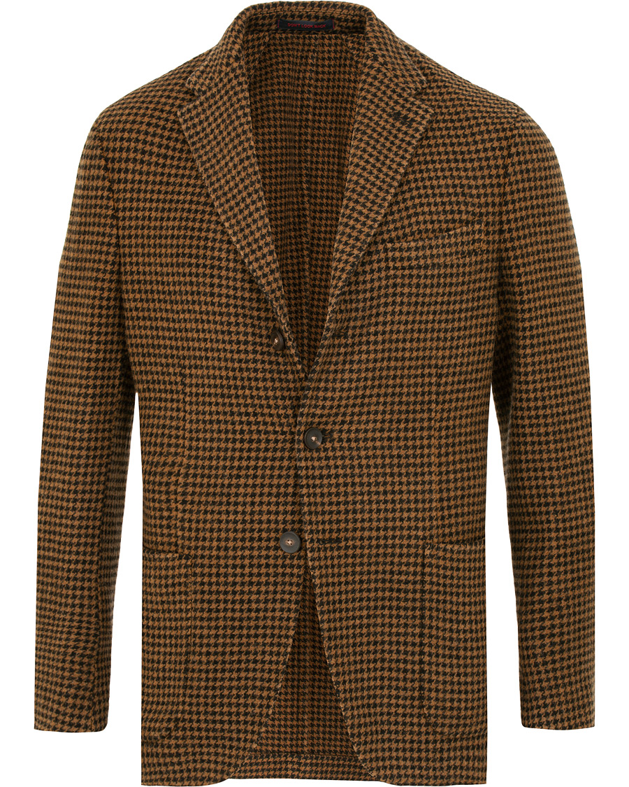 Uomini | Blazers | The Gigi | Art Garment Dyed Houndstooth Shetland Blazer Dark Brown