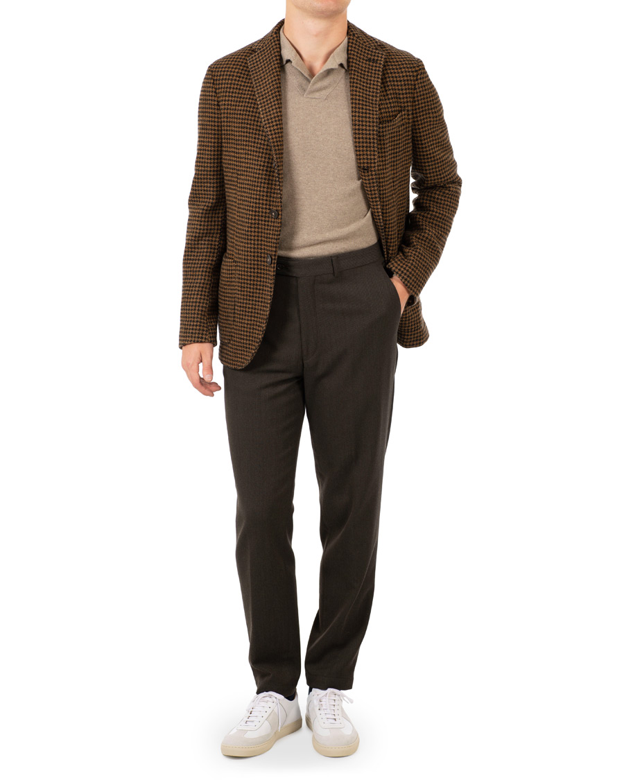 Uomini | Blazers | The Gigi | Art Garment Dyed Houndstooth Shetland Blazer Dark Brown