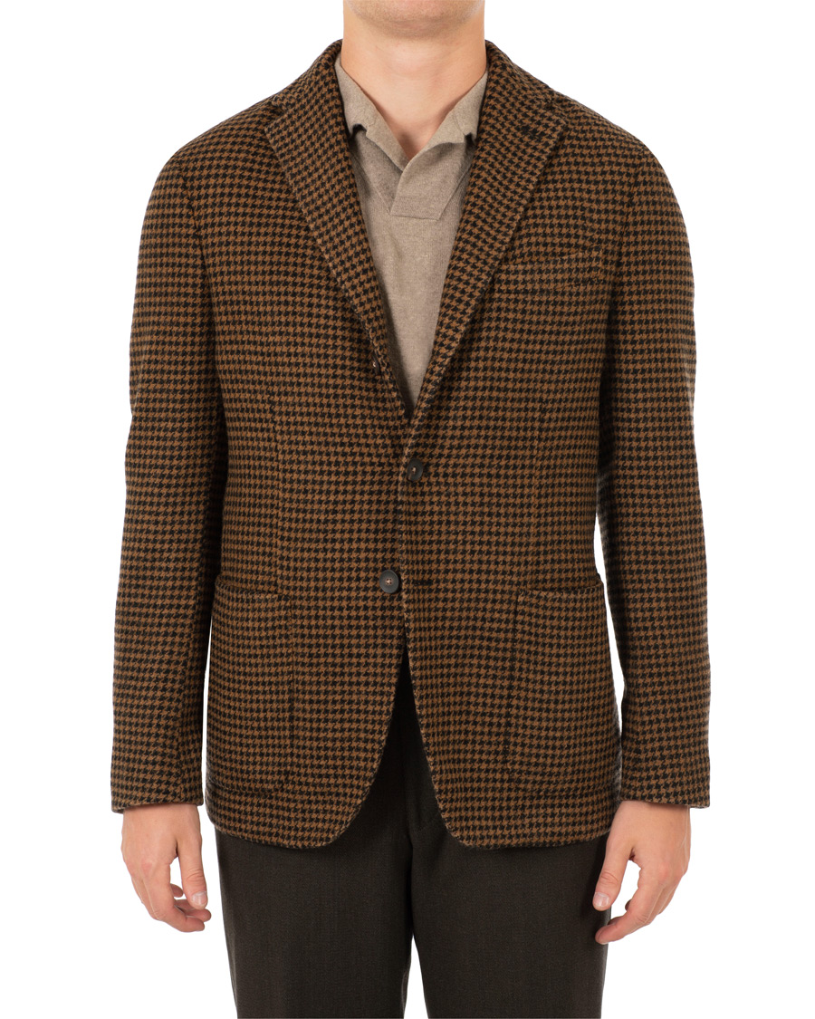 Uomini | Blazers | The Gigi | Art Garment Dyed Houndstooth Shetland Blazer Dark Brown