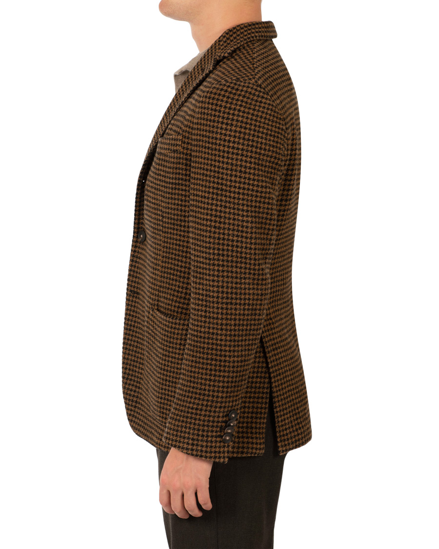 Uomini | Blazers | The Gigi | Art Garment Dyed Houndstooth Shetland Blazer Dark Brown