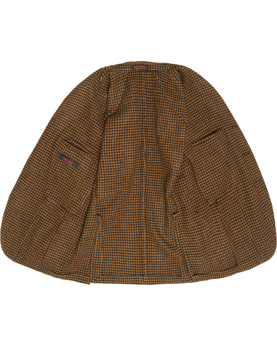 Uomini | Blazers | The Gigi | Art Garment Dyed Houndstooth Shetland Blazer Dark Brown