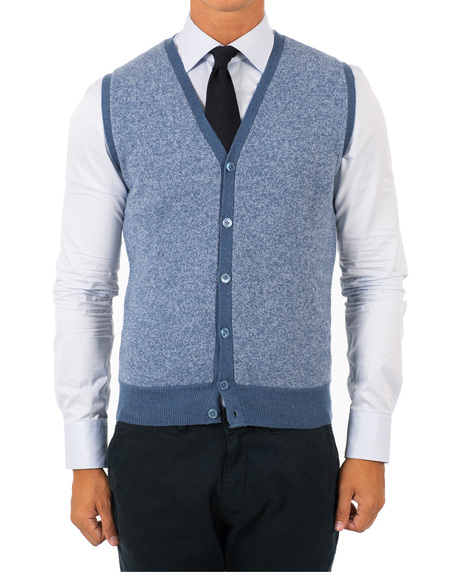 Uomini | Maglieria | Stenströms | Lambswool Vest Blue