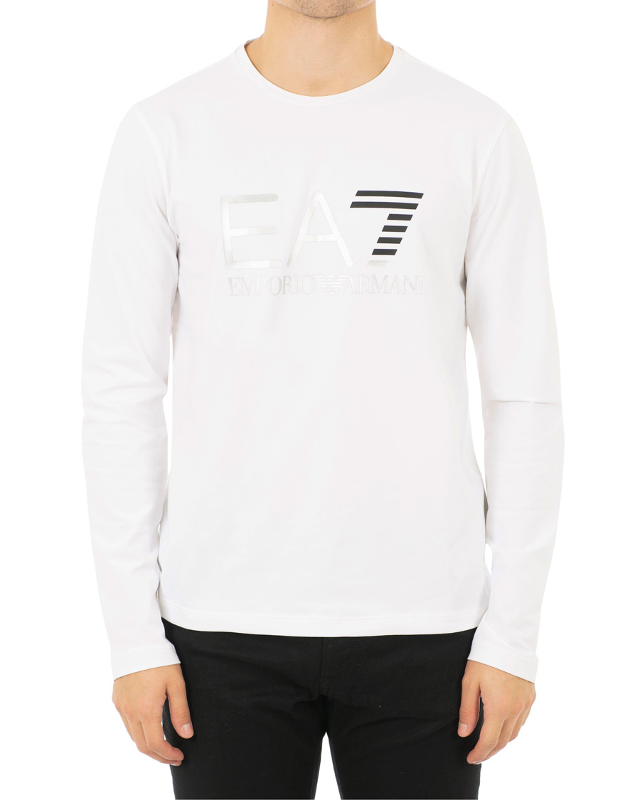 Uomini | T-shirt | EA7 | Train Logo Crew Neck Long Sleeve Tee White