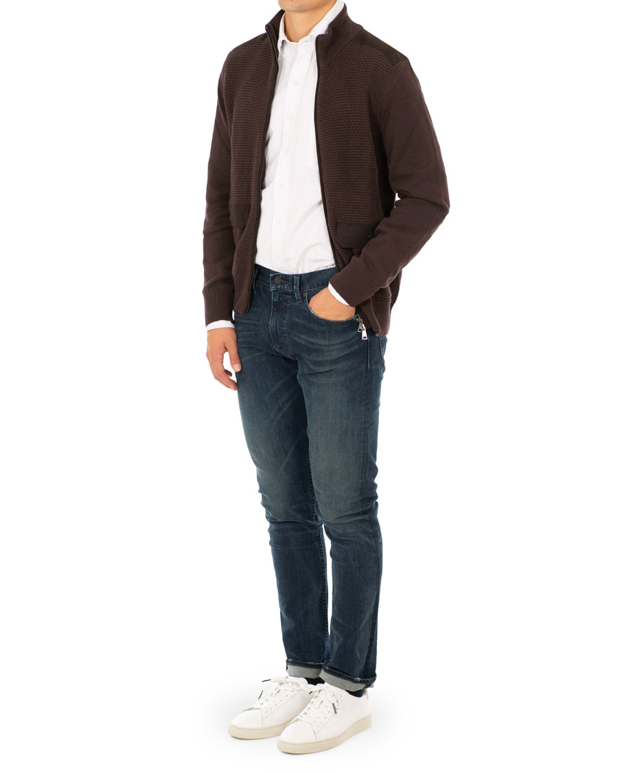 Uomini | Maglieria | Hackett | Flannel Textured Full Zip Brown