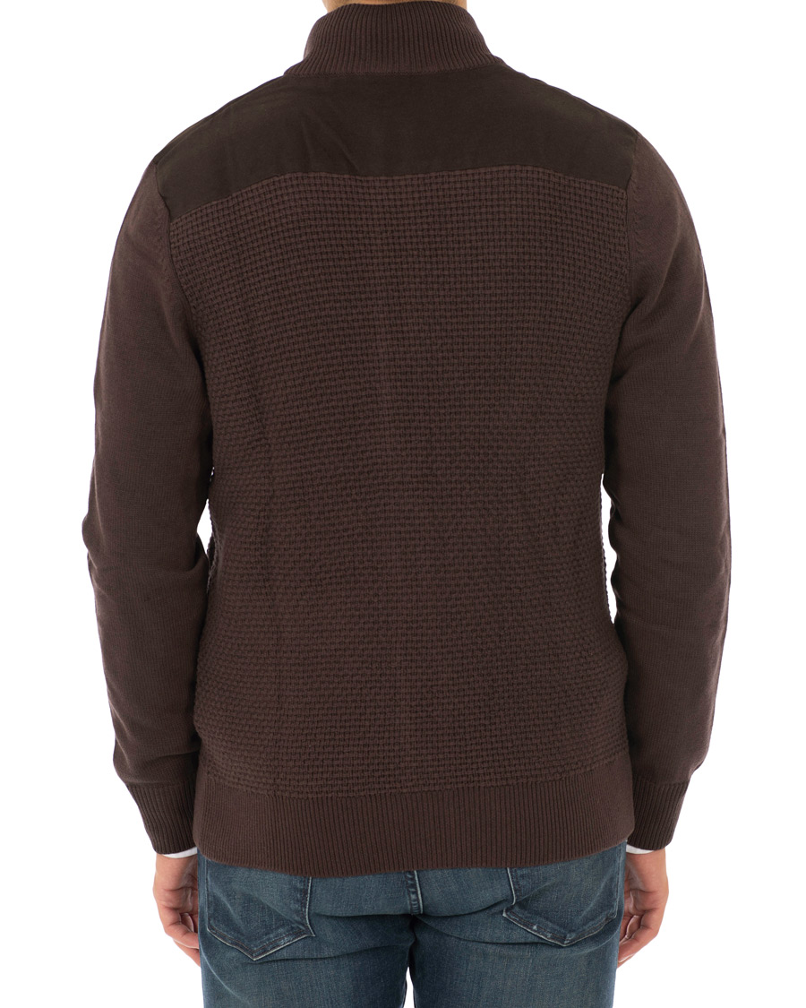 Uomini | Maglieria | Hackett | Flannel Textured Full Zip Brown