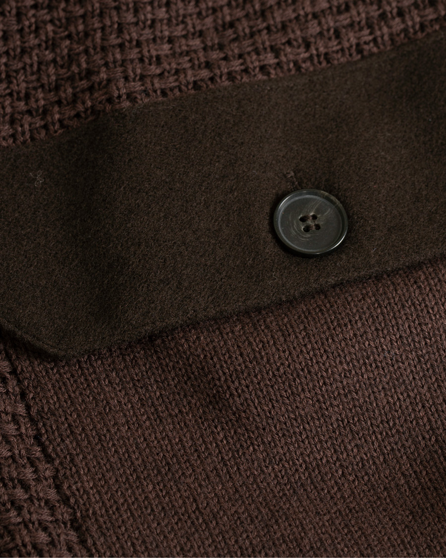 Uomini | Maglieria | Hackett | Flannel Textured Full Zip Brown