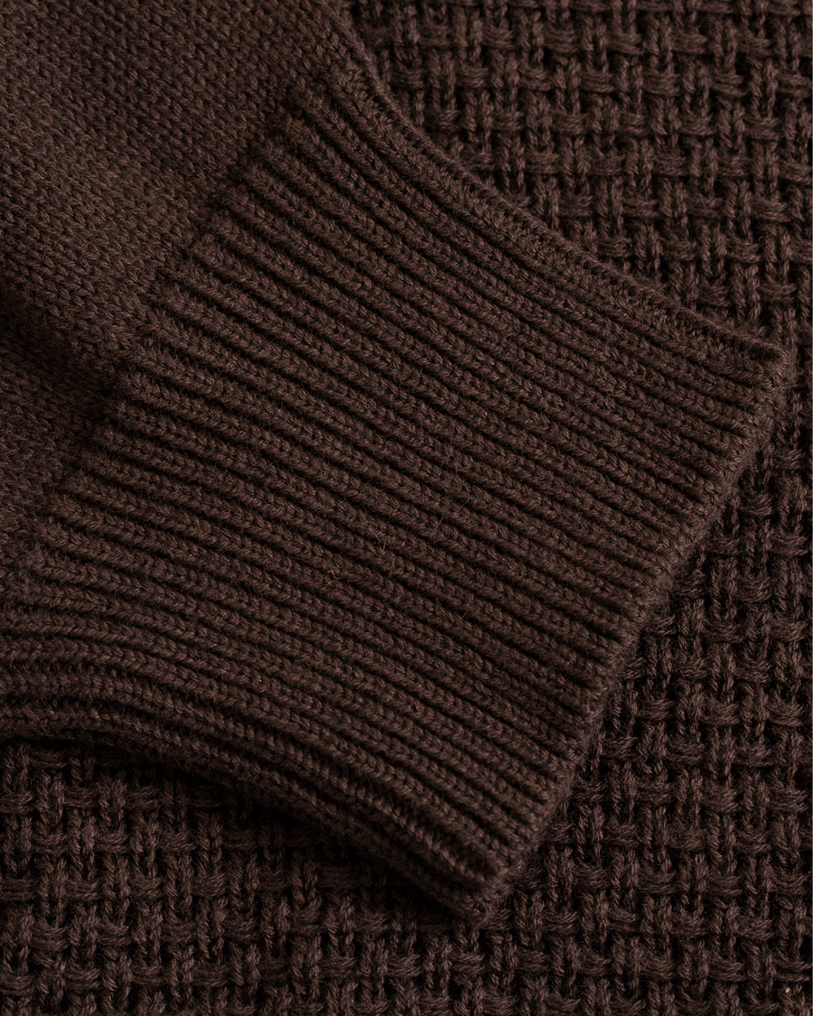 Uomini | Maglieria | Hackett | Flannel Textured Full Zip Brown