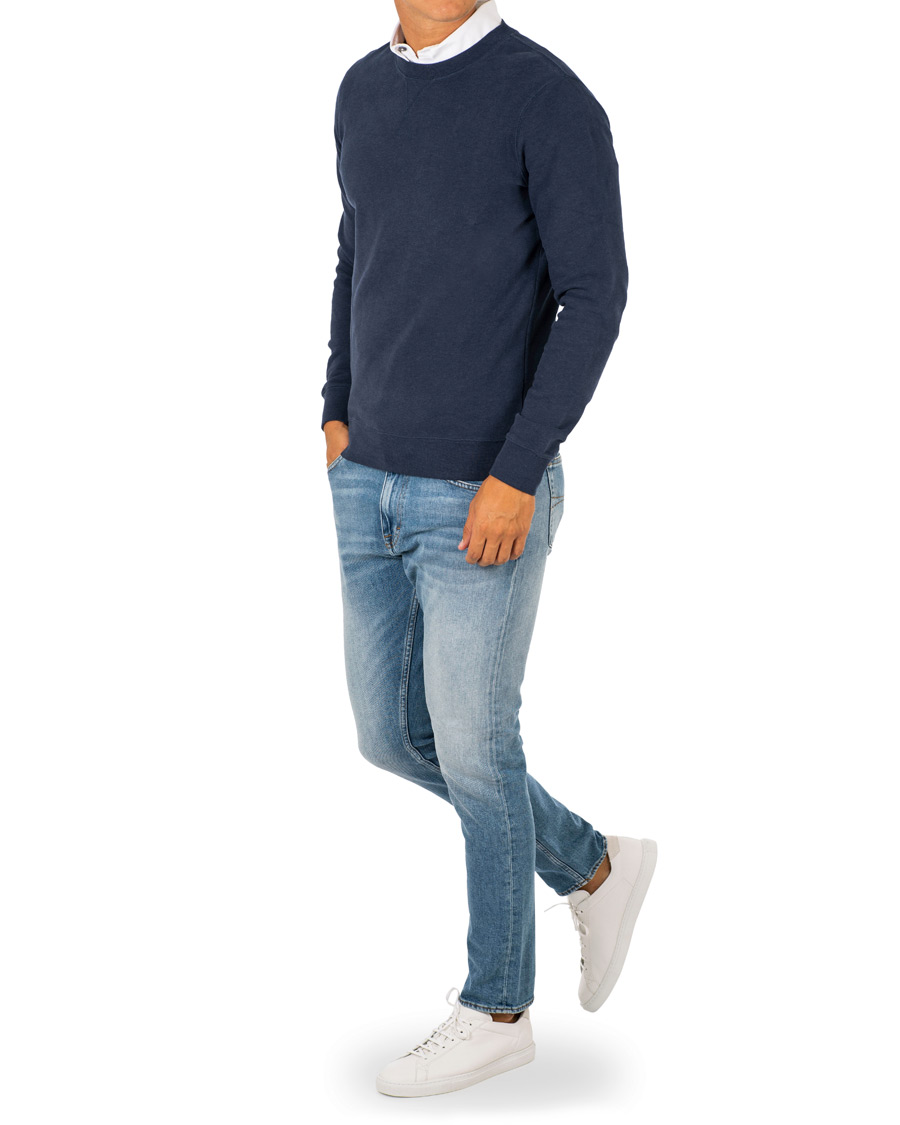 Uomini | Maglieria | Sunspel | Loopback Sweatshirt Navy Melange