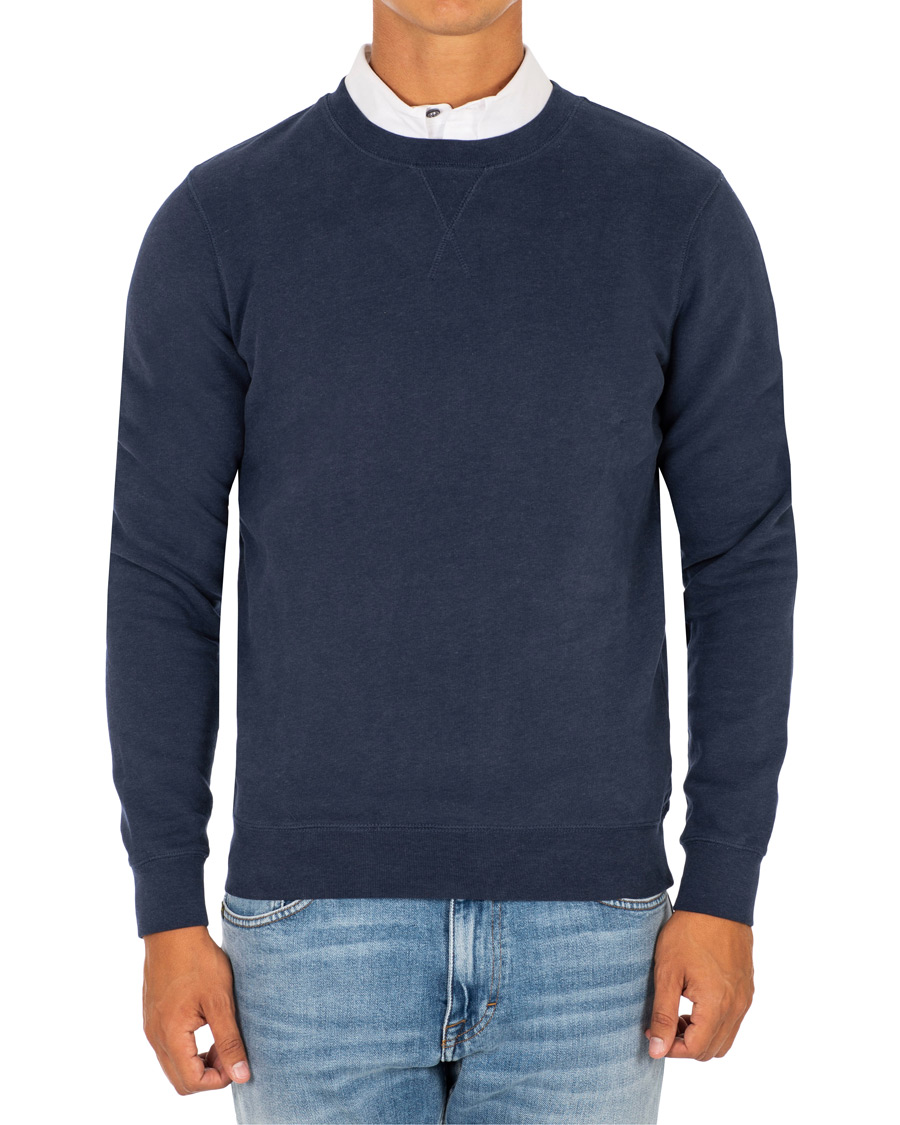 Uomini | Maglieria | Sunspel | Loopback Sweatshirt Navy Melange