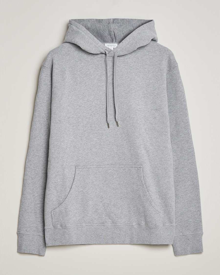 Uomini | Maglieria | Sunspel | Loopback Hoodie Grey Melange