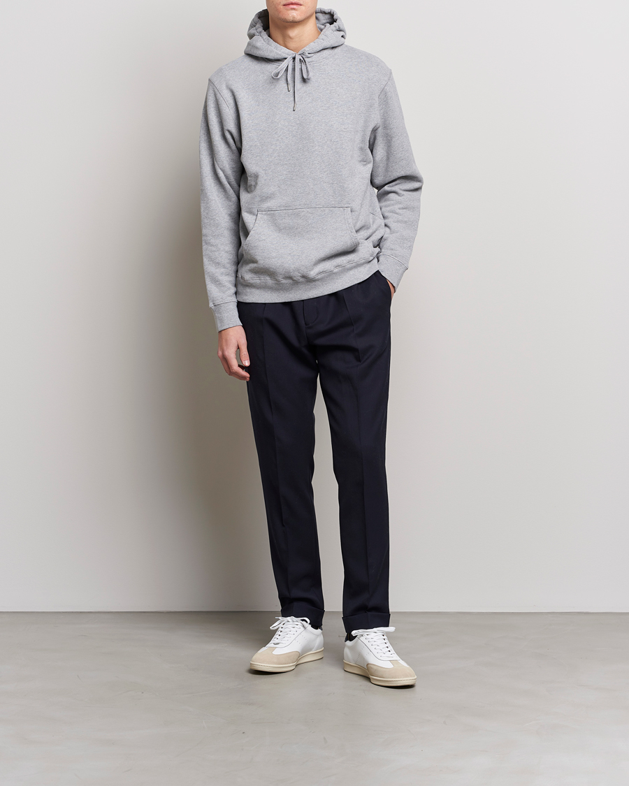 Uomini | Maglieria | Sunspel | Loopback Hoodie Grey Melange