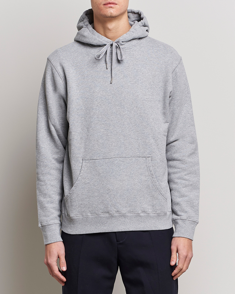 Uomini | Maglieria | Sunspel | Loopback Hoodie Grey Melange
