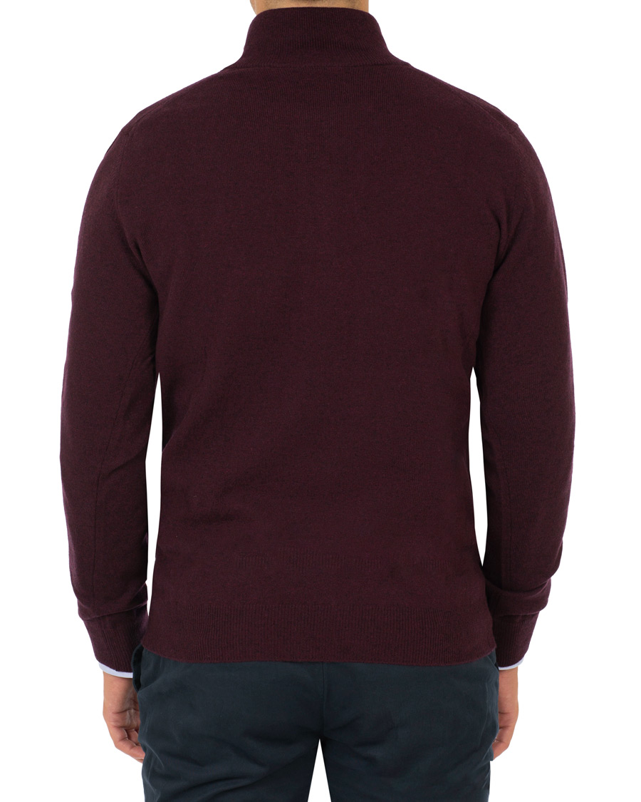 Uomini | Maglieria | Gant | Superfine Lambswool Half Zip Dark Burgundy Melange