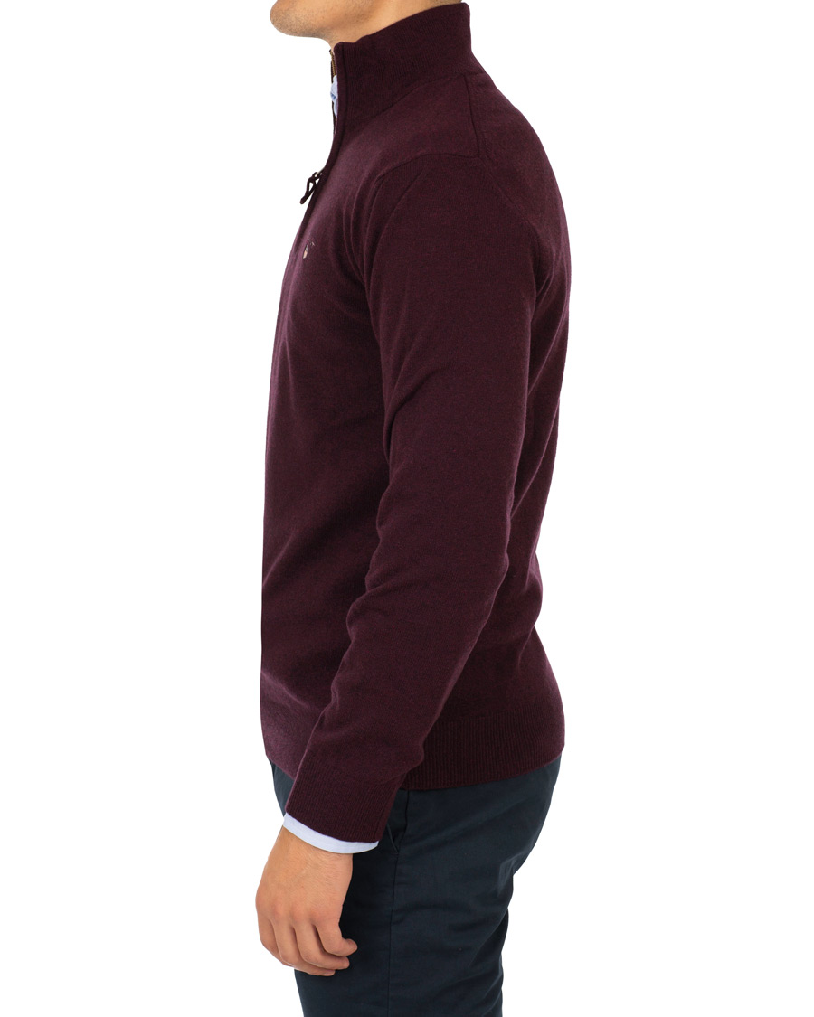 Uomini | Maglieria | Gant | Superfine Lambswool Half Zip Dark Burgundy Melange