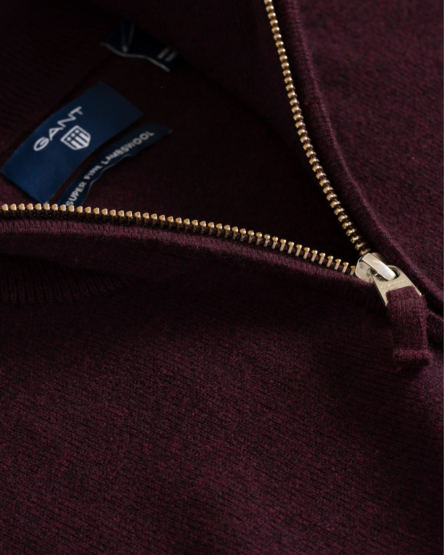 Uomini | Maglieria | Gant | Superfine Lambswool Half Zip Dark Burgundy Melange