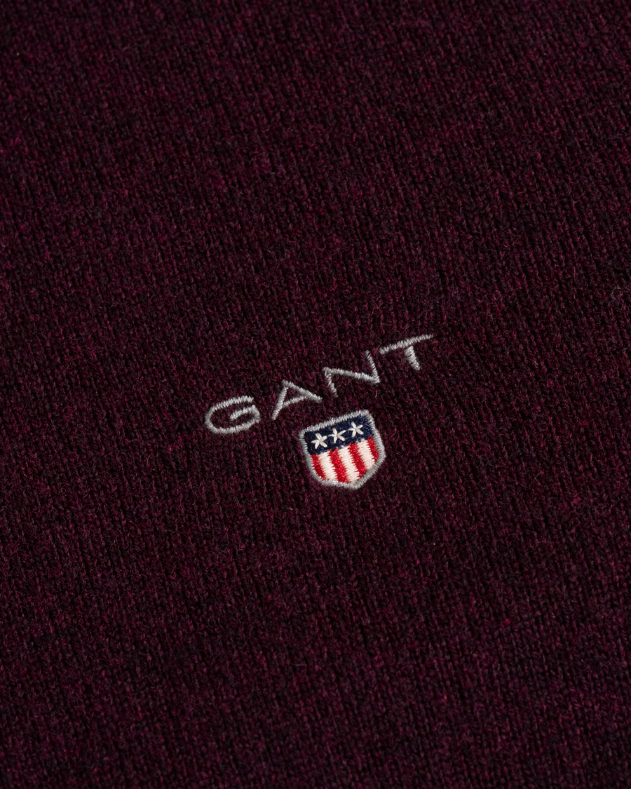 Uomini | Maglieria | Gant | Superfine Lambswool Half Zip Dark Burgundy Melange