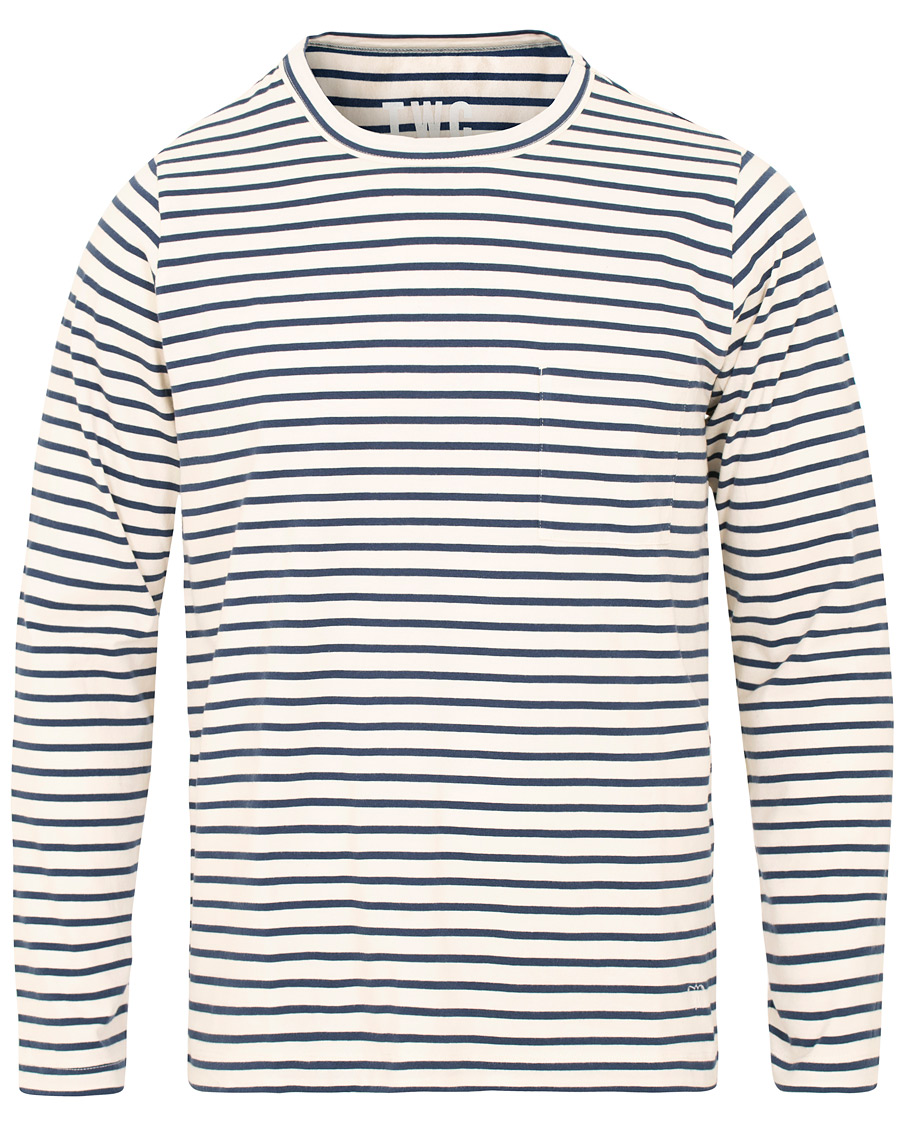 Uomini | T-shirt | The Workers Club | Breton Stripe Sweater White/Navy